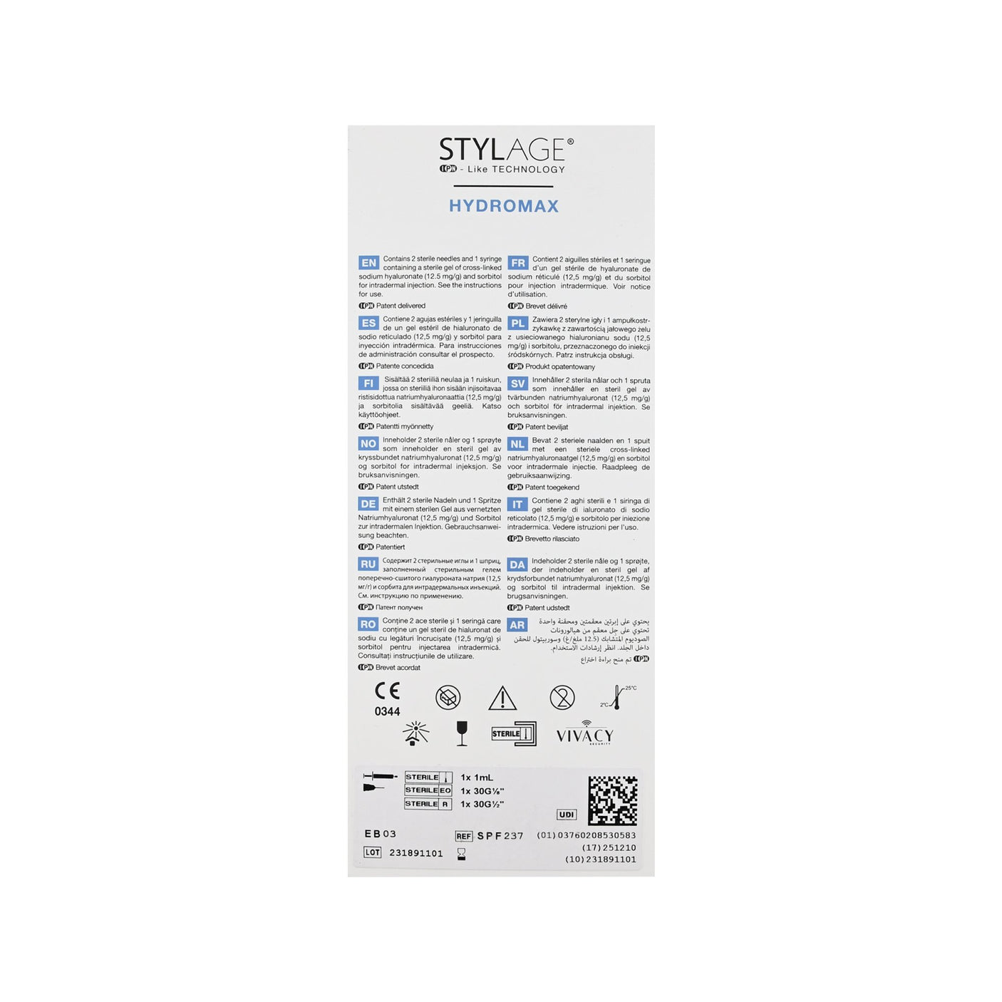 Stylage® Bi - Soft HydroMax - Filler Lux™ - Mesotherapy - Vivacy