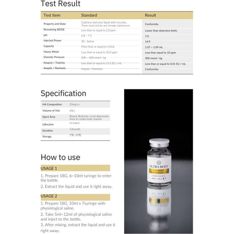 Ultra-Body HA Dermal Filler (1 Vial x 60mL) - Filler Lux™ - DERMAL FILLERS - Soonsu